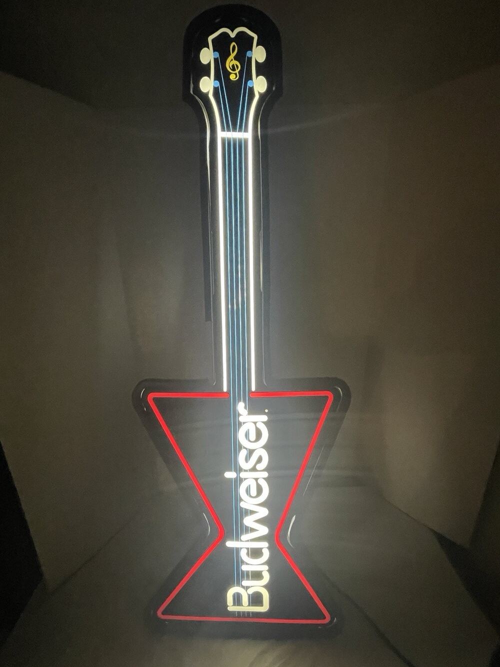 Vintage Budweiser Bowtie Guitar Beer Sign Light 41” Tested & Works Great 😊